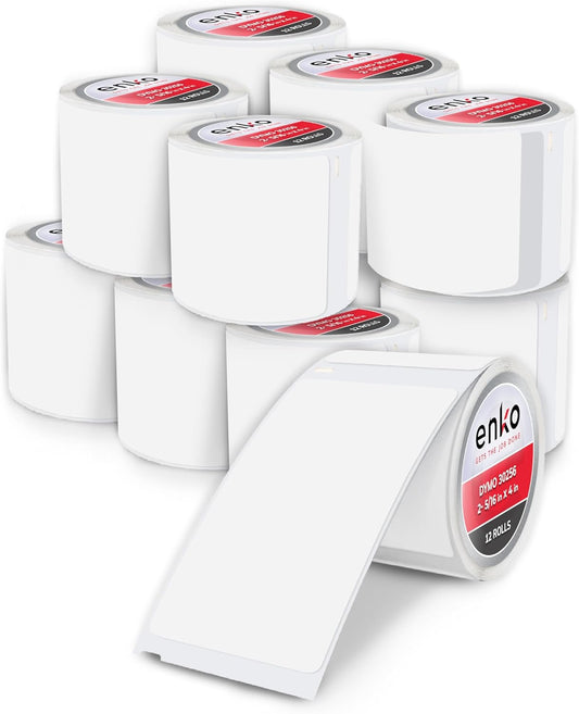 enKo (12 Rolls, 3,600 Labels) Address, Shipping & Barcode Labels 30256 (2-5/16 x 4") Compatible for Dymo LabelWriter