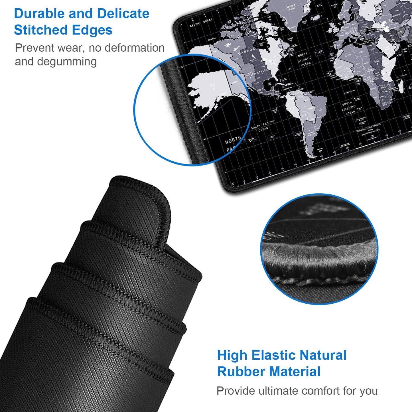 Large Mouse Pad, 31.5x15.7 inch Large Extended Computer Keyboard Mouse Mat, Water Resist Non-Slip Mousepad Rubber Base Long XXL Desk Mouse Pad for Work & Gaming, Office & Home, Grey Map