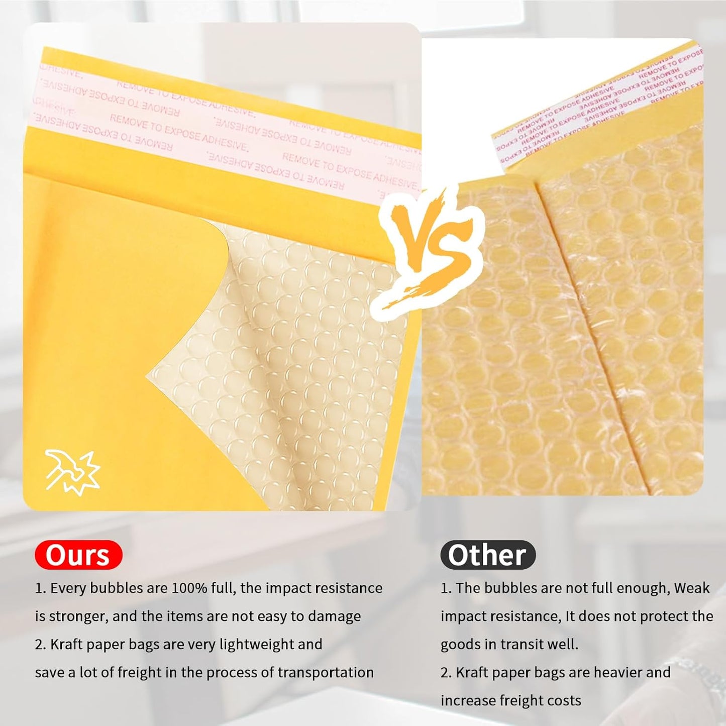 Kraft Bubble Mailers 6x10 Inch 100Pack Yellow Self-Seal Padded Envelopes Bubble Opaque Padded Mailers Shipping Bags for Small Businesses to Package and Mail Jewelry Cosmetics, Electronic Products