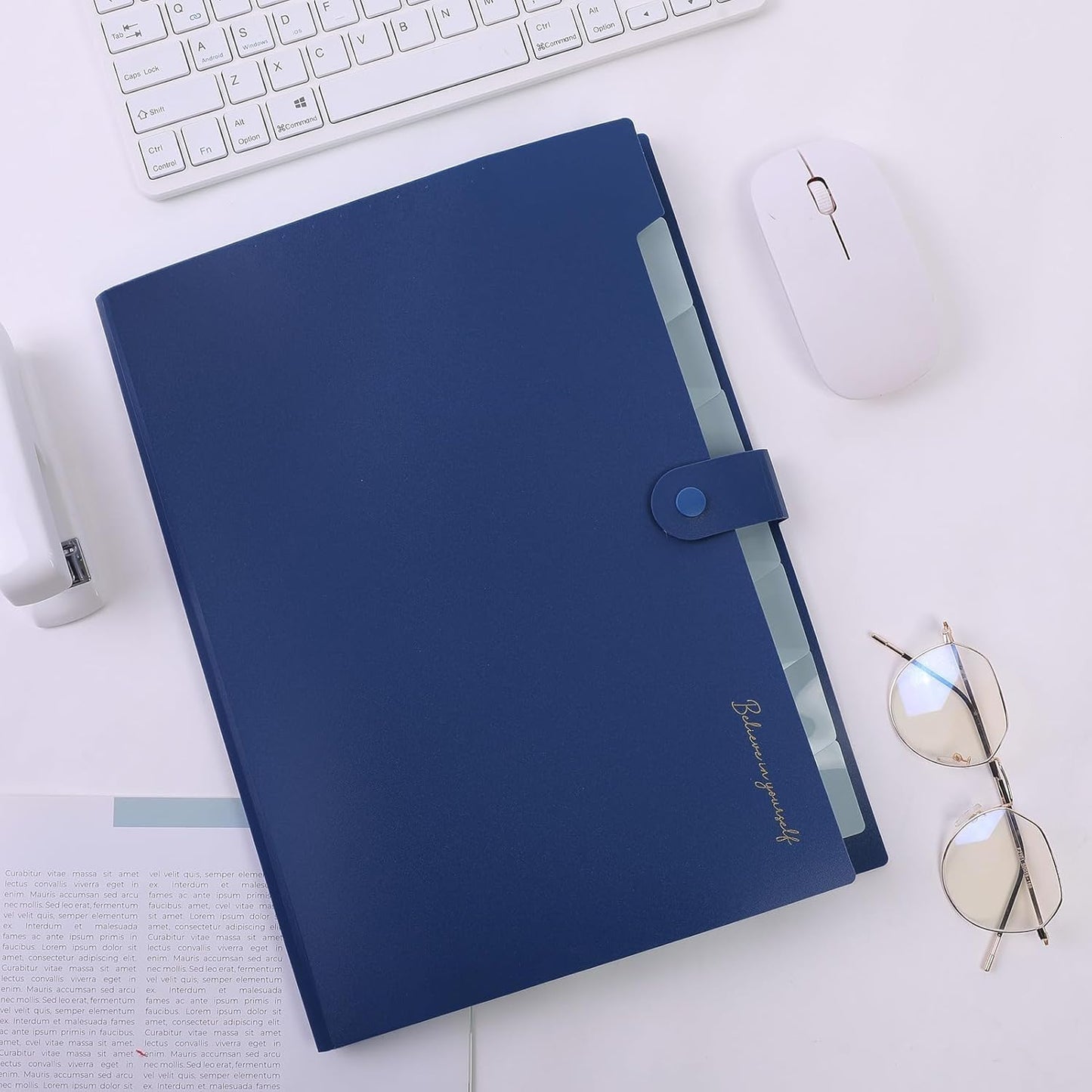 SKYDUE Expanding File Folder, Accordion File Organizer with 8 Pocket & Inner Card Pocket, Expandable Document Paper Receipt Holder for School Office Hospital, Letter/A4 Size Blue