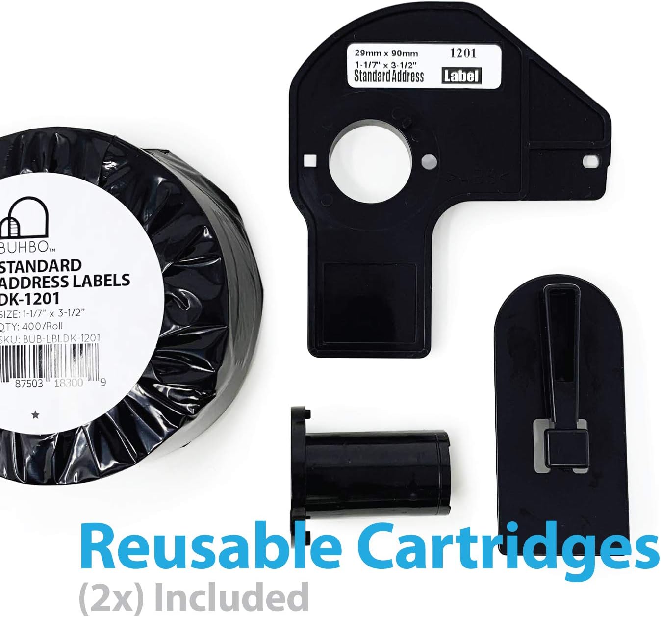 Buhbo Compatible Refill Replacement Label for Brother DK-1201 1-1/7" x 3-1/2" for Address and Barcodes (8 Pack / 400 Labels Per Roll)