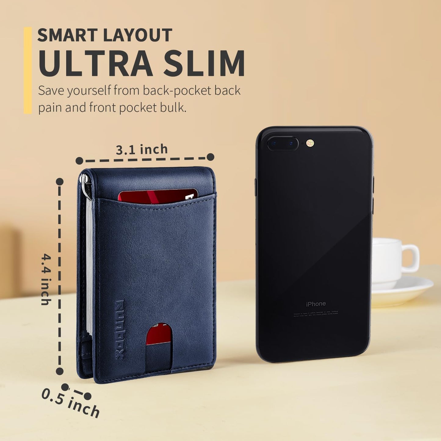 Slim Money Clip Wallets for Men RFID Blocking 11 Card Holder Minimalist Small Thin Carbon Leather Bifold Mens Front Pocket Wallet Gift Box