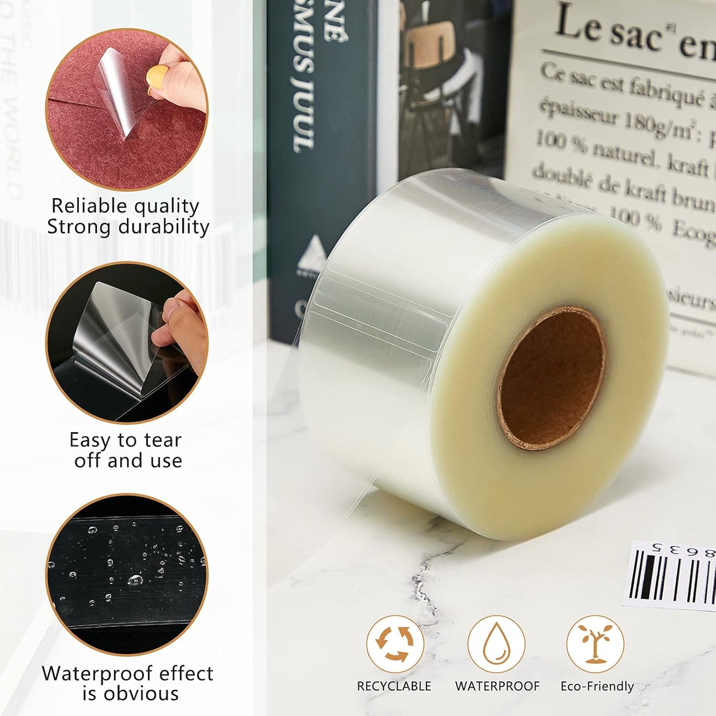 Zonon 500 Pcs Clear Labels Label Protector Clear Stickers Wafer Seals Waterproof Labels for Protecting Barcodes, Numbers and Stickers (4.05 x 2.04 Inch,Rectangle)