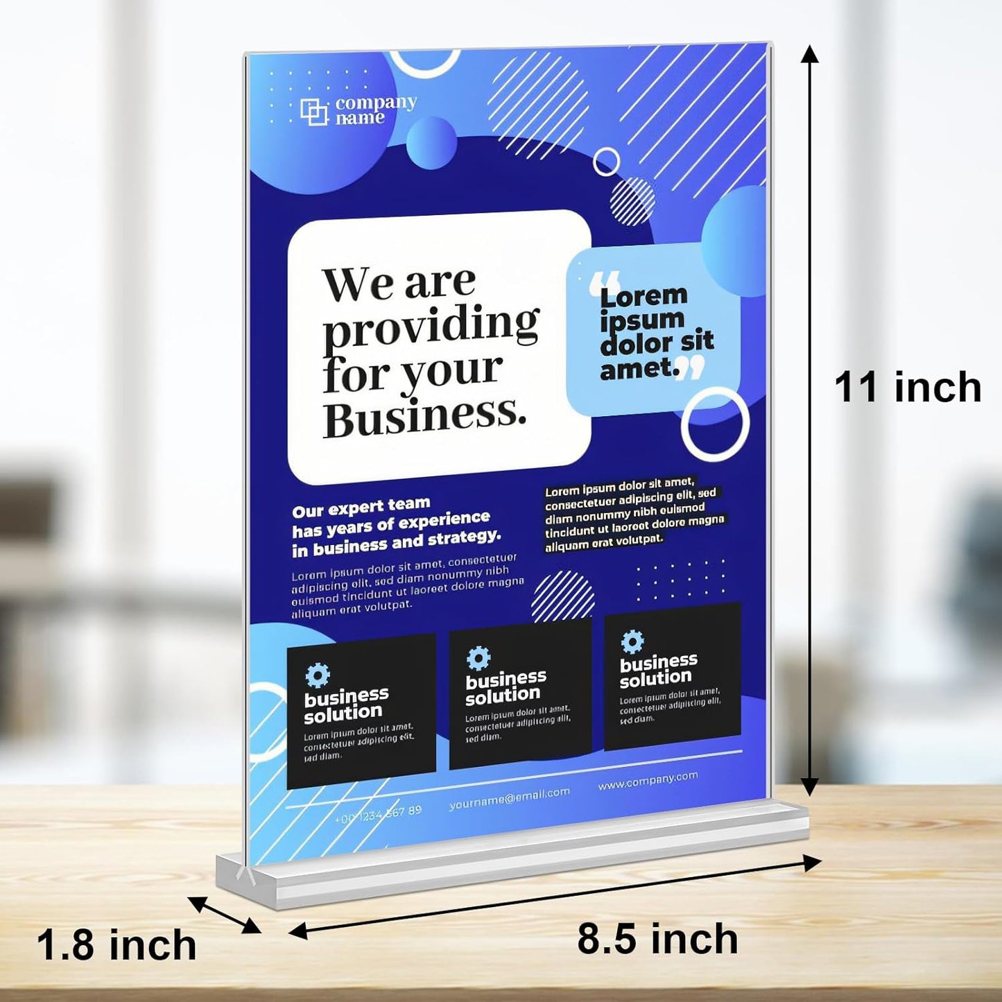 Acrylic Sign Holder 8.5 x 11,10 Pack Clear Sign Holder Double Sided Table Menu Vertical Desktop Display Stand Paper Flyer Holder Tabletop Sign Holder Suitable for Restaurants, Office, Store, Hotels