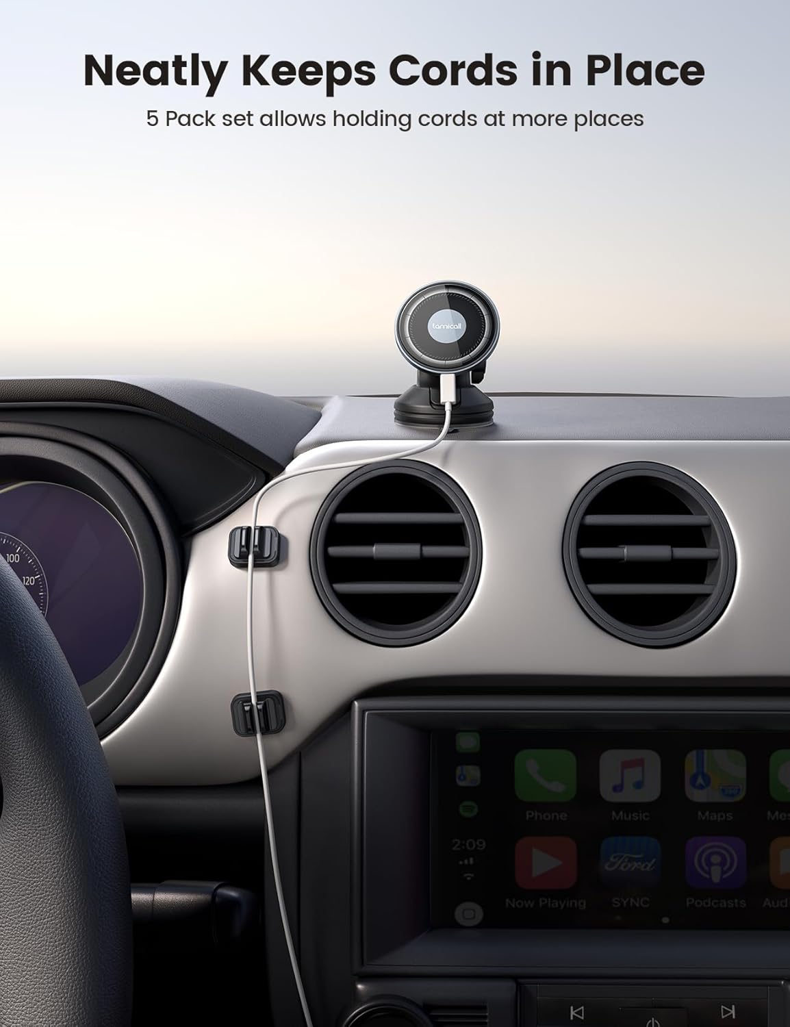 10Pack [Spring Fixed] Cord Holder Clips, Cord Organizer for Desk - Lamicall Adjustable Clips Cable Management, Phone Charger Cord Holder, Wall Car Desktop Nightstand Wire Cord Organizer