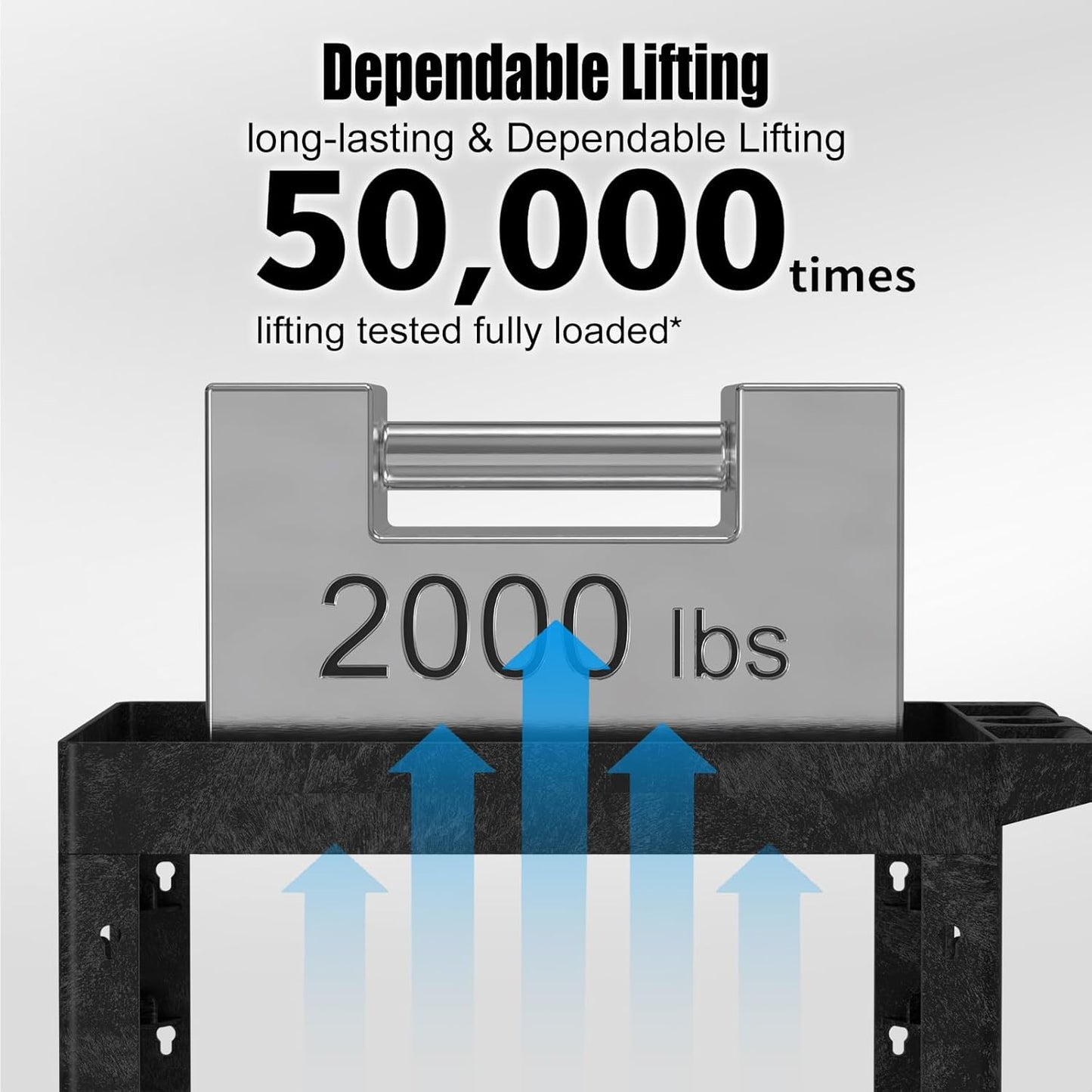 Large Garage Plastic Utility Cart, Heavy Duty 2 Shelf Tool Cart Service Cart Rolling Push Carts with Ergonomic Handle 5" Swivel Casters.