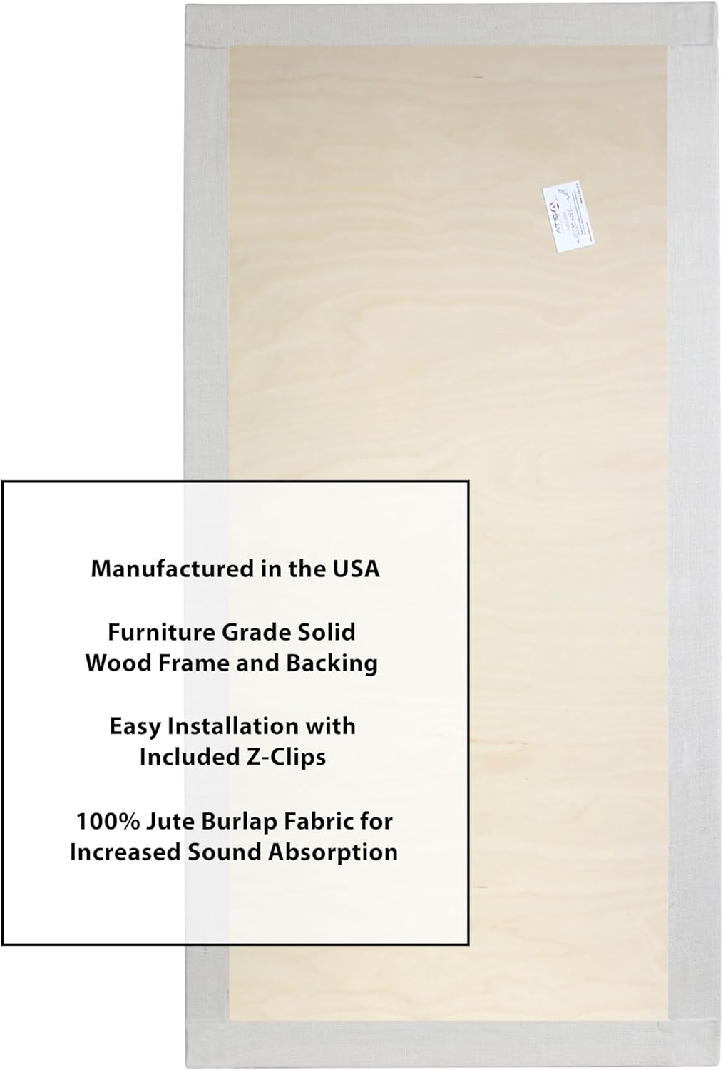 ATS Acoustics Sound Absorbing Acoustic Panel 24" x 48" x 2" Beveled Edge (Ivory)