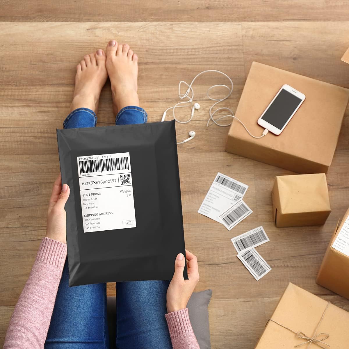 UCGOU Poly Mailers 10x13 Inch Black 100 Pack Shipping Bags #4 Strong Mailing Envelopes Boutique Packaging Postal Self Seal Adhesive Waterproof and Tear Proof Small Business for Clothes Books