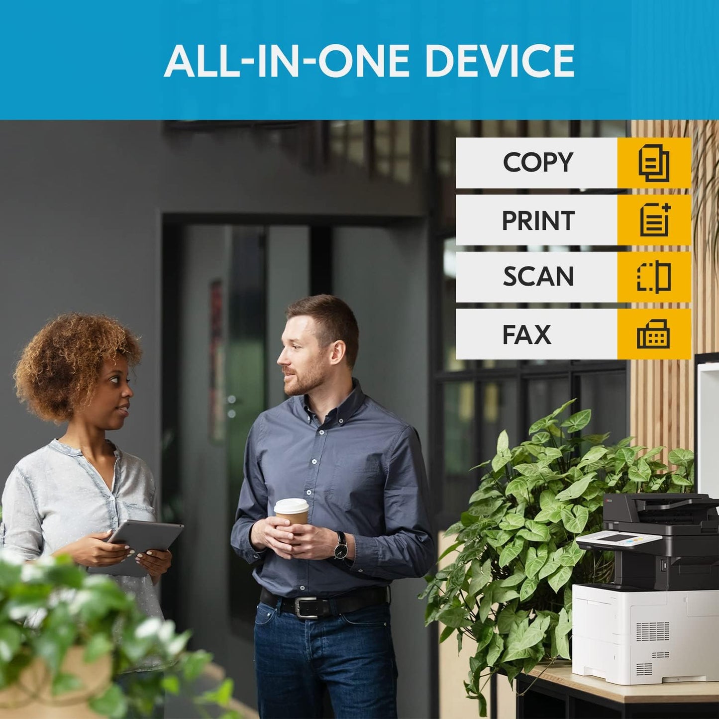 KYOCERA ECOSYS MA5500ifx All-in-One Monochrome Laser Printer (Print/Copy/Scan/Fax), 57 ppm, Up to Fine 1200 dpi, Gigabit Ethernet HyPAS Capable, 7 inch Touchscreen Panel, 512 MB