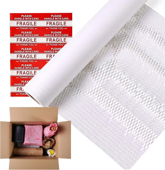 Honeycomb Packing Paper, 12" x 100' Packing Paper Substitute Alternative for Bubble Cushioning Wrap for Moving Shipping Packaging Mailing, Recyclable Moving Supplies Bubble Packing Wrap Roll-White