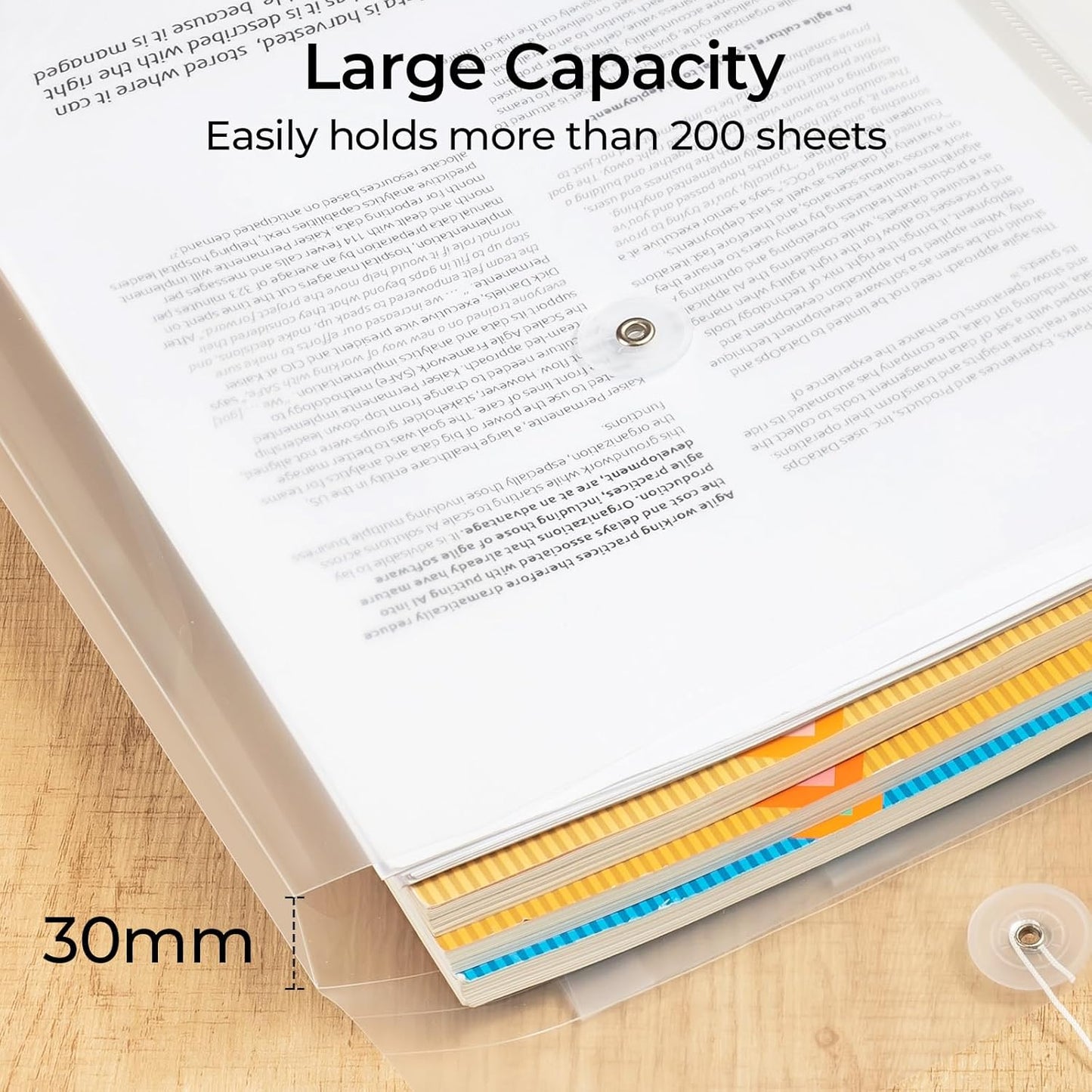 M&G 12 Pack Plastic Envelopes File Folders, Clear Poly Document Folder, Expandable Files Document Folders with Button & String Tie Closure- US Letter A4 Size for School Home Work Office Organizer