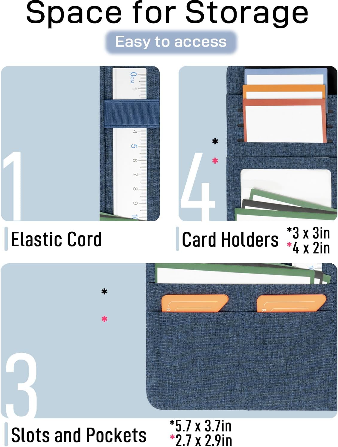 Sturdy Planner Cover for Rocketbook Smart Notebook - Water-Resistant Fabric Padfolio, Business Padfolio with Zipper Pen Pocket, Fits Executive Size A5, Rocketbook Accessories (Blue)