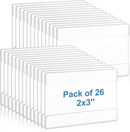 Lesnlok 26 Pack Wall Mount Acrylic Sign Holder 2x3 inch，With 3M Tape Adhesive for Office, Home, Store, Restaurant, No Drilling