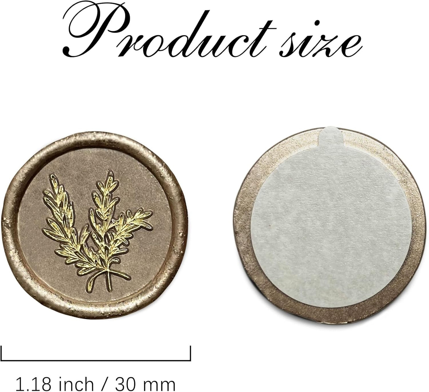 25Pcs Gold & Champagne Gold Seal Stickers Handmade Envelope Seals Self Adhesive for Wedding Party Invitations, Gift Wrap, Christmas (Gold Rosemary Style, Champagne Gold Wax)