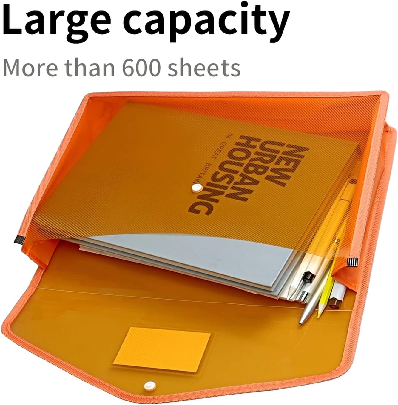 YoeeJob Plastic File Folders Legal Size 2 Pcs, Expandable Document Folder with Snap Button Closure, A4 Expanding File Wallet Envelopes Pouch with Label Pocket, Orange&Red