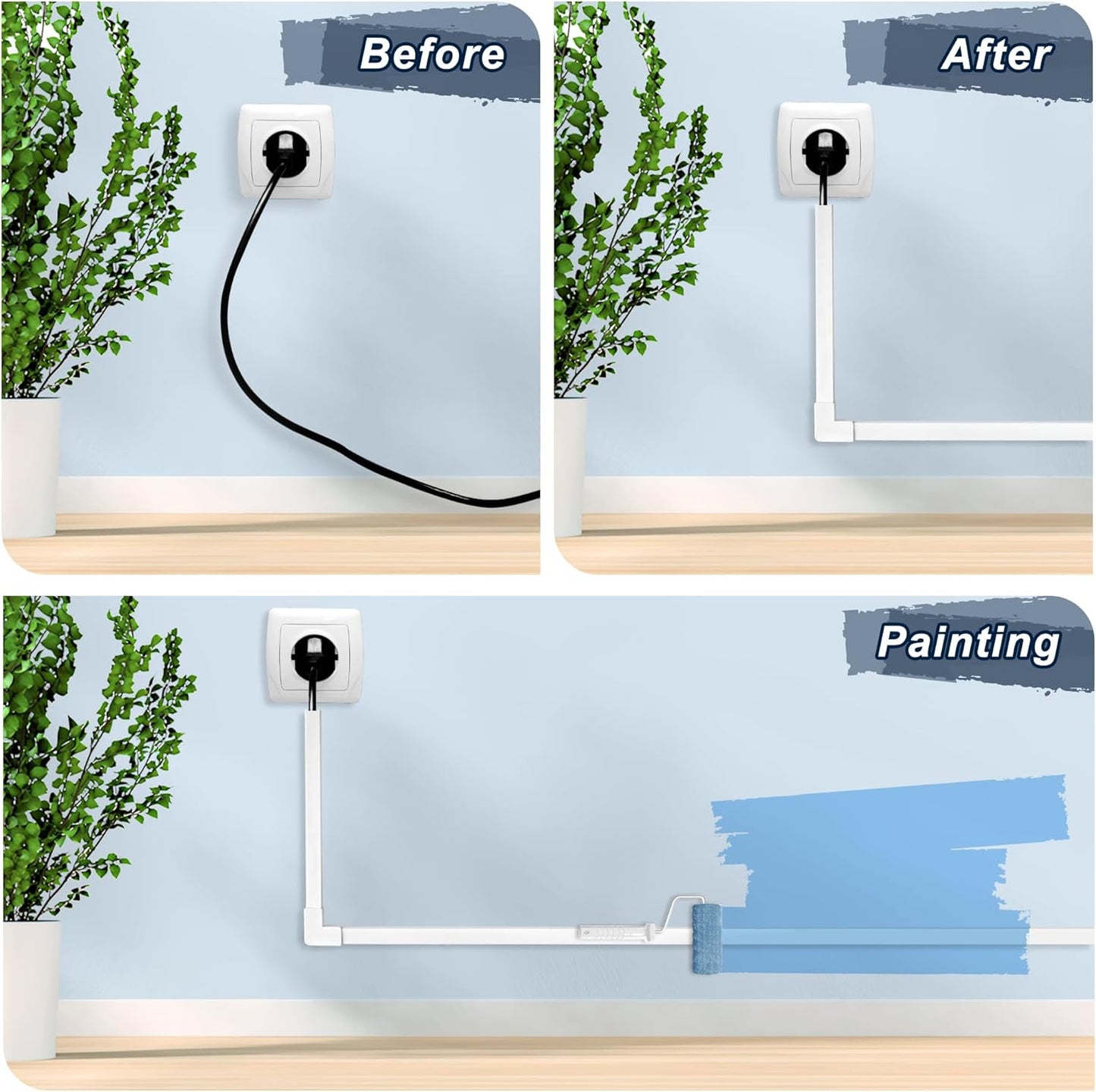 340in Cord Covers for Wires on Wall, One-Cord Wire Covers for Cords, Small White Cord Hider Wall, LZEOY Cable Raceway Wire Hider for Cords, Paintable Cable Concealer - 20x L17 W0.59in H0.4in