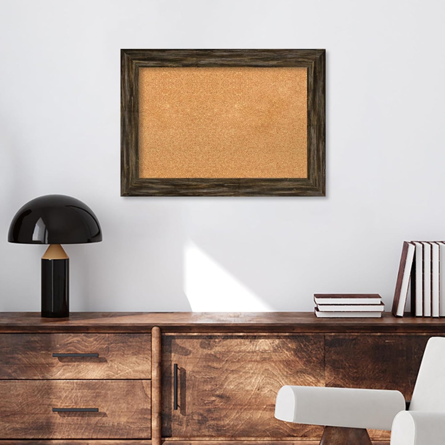 Amanti Art Natural Cork Board for Wall, 21x29 Vision Board with Brown Wood Frame, Medium Corkboard Office Decor for Home Organization, Country Rustic Corkboard Pinboard to Display Items for Home