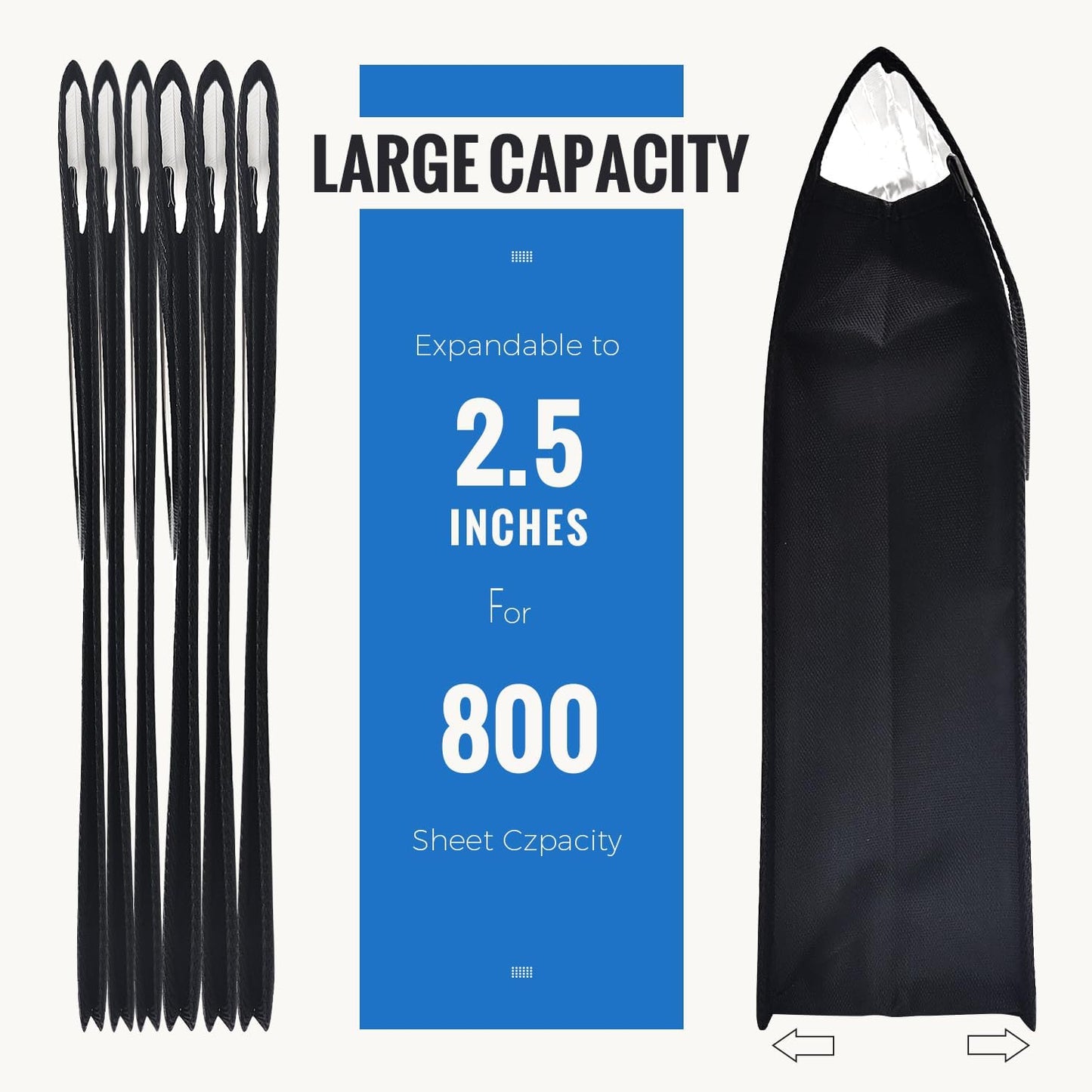 Plastic Expanding File Folder,Envelope Folders for Documents, File Folder Organizer Holder with Snap Closure,Waterproof Transparent File Folder,Large Capacity, Fit Letter/A4 Size (Black-6 Pack)