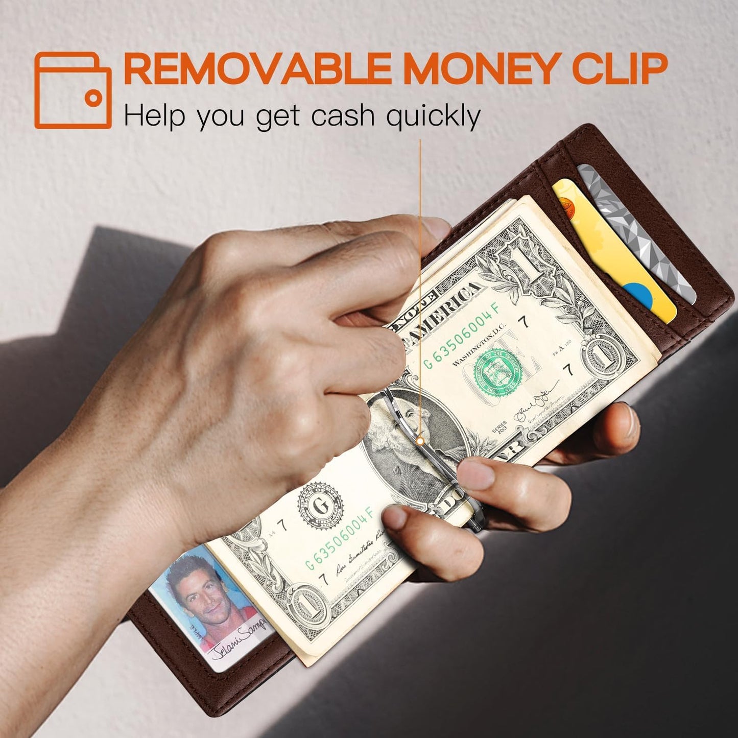 Slim Wallet for Men Genuine Leather RFID Blocking Bifold Minimalist Front Pocket Mens Wallet with Money Clip Thin Gift Box