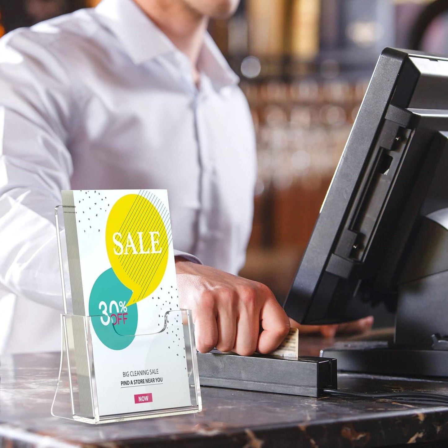 HIIMIEI Brochure Holder 4 x 6 inches, Acrylic Flyer Holder with 6 Pack, Plastic Stands for Displaying Flyer, Magazines, Pamphlets, Literature, Brochures, Booklets, Menu