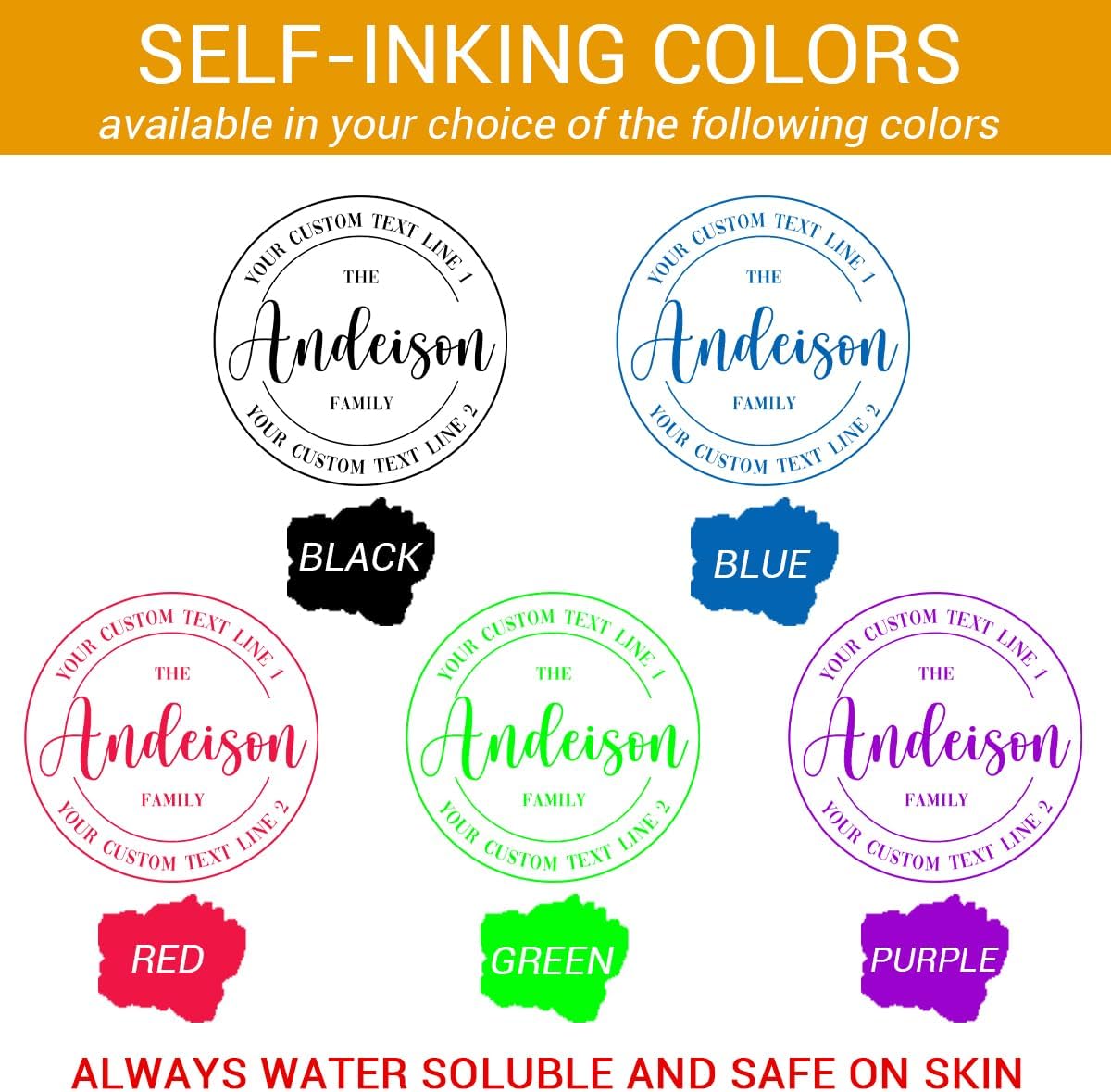 Personalized Round Address Stamp, Custom Self Inking Rubber Stamp with Name Initials Text, Customized Monogram, Wedding Address Stamp, Stampers for Office, Small Business, Events