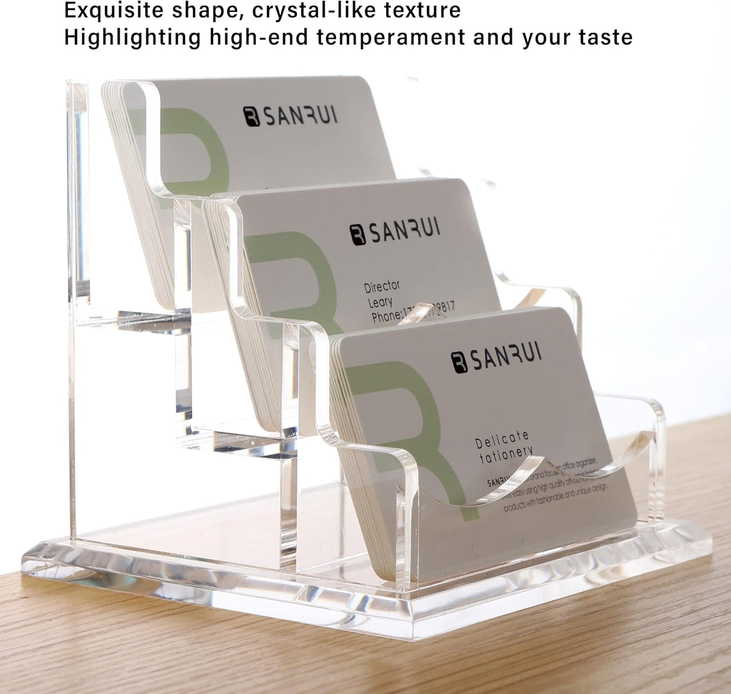 YUXUN Business Card Holder Display for Desk, Clear Acrylic Cards Organizer 3 Tier 3 Slots, Business Card Stand for Men and Women 1 Pack (3 slots) 3slots…