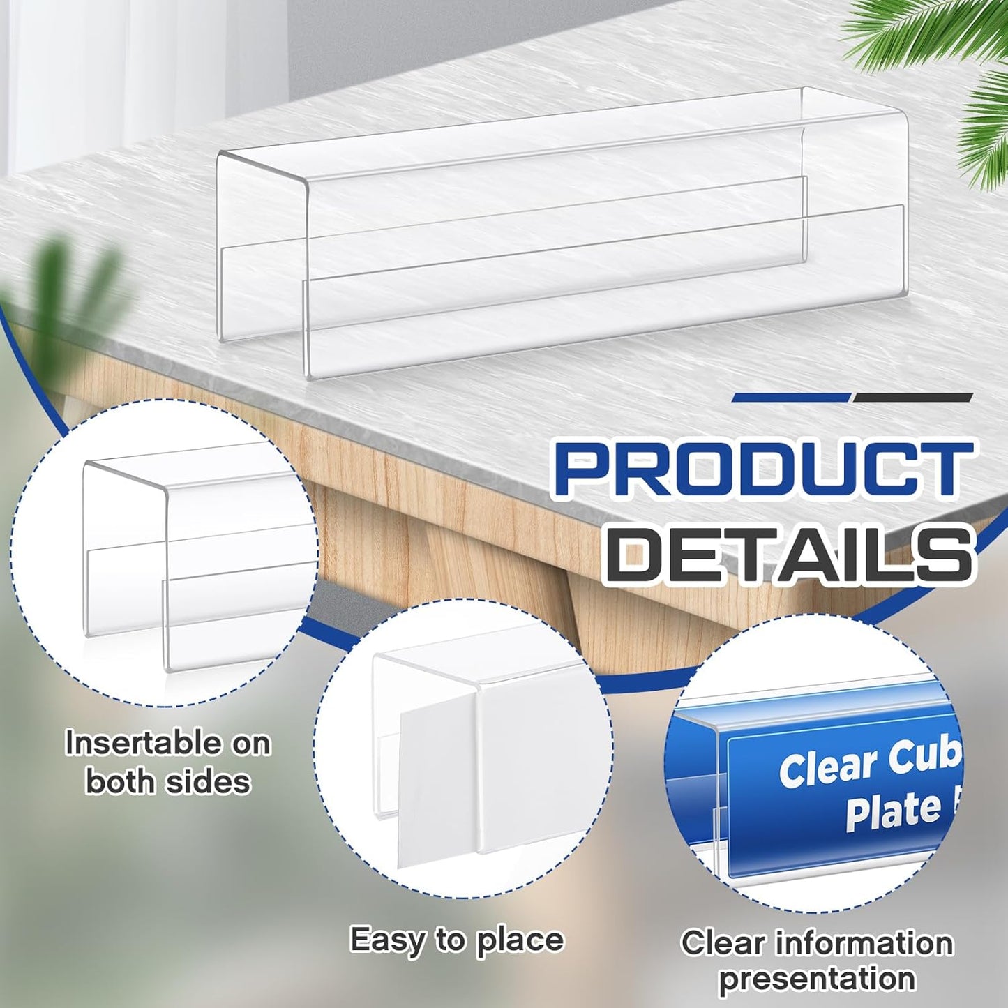 20 Pcs 2.25 Inch Cubicle Name Plate Holders Bulk Clear Double Sided Name Sign Tags for Home Library Doors Office Classroom 8.5 x 2.5 x 2.4 Inch