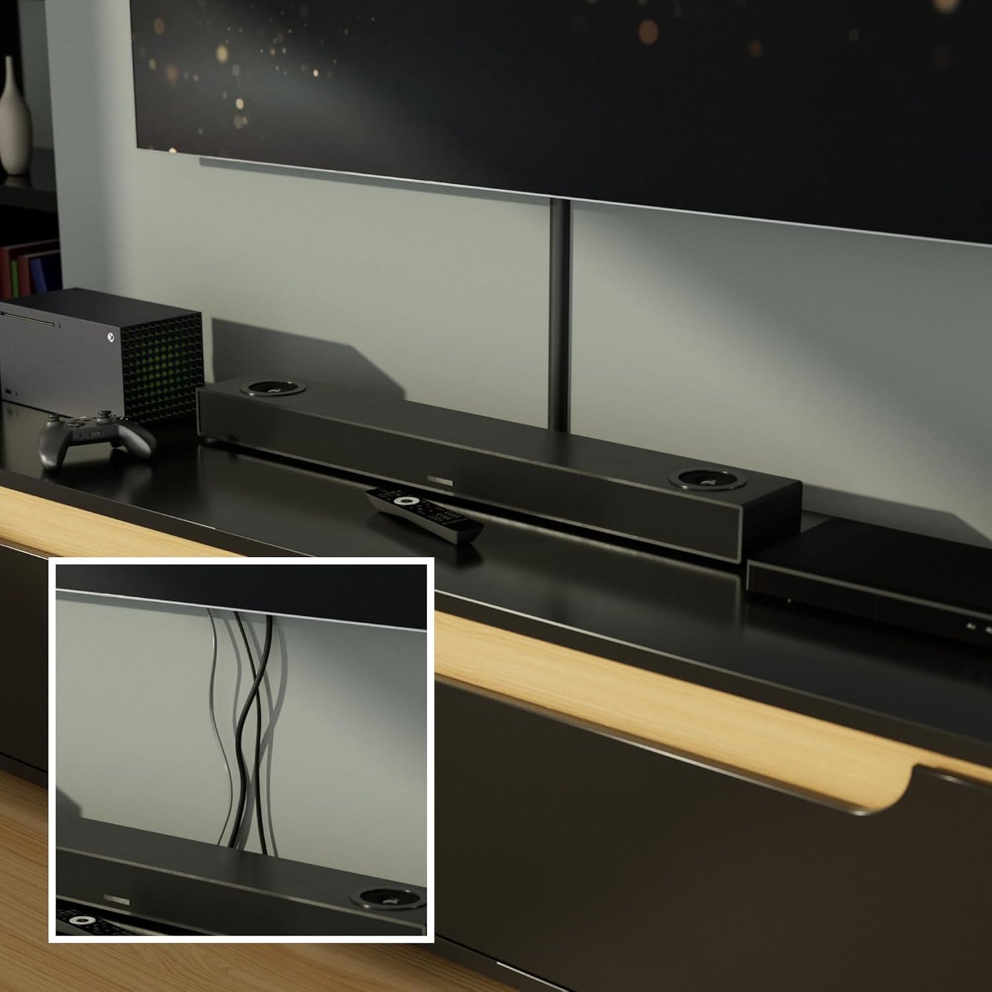 D-Line 13.12ft Cord Hider Kit, Patented Cable Cover, Hide Wires on Wall, Channel for TV Mount Cords, Raceway Wire Hiders, Paintable, Adhesive, Half Round, 4X 1.18in W x 0.59in H x 39in Lengths, Black