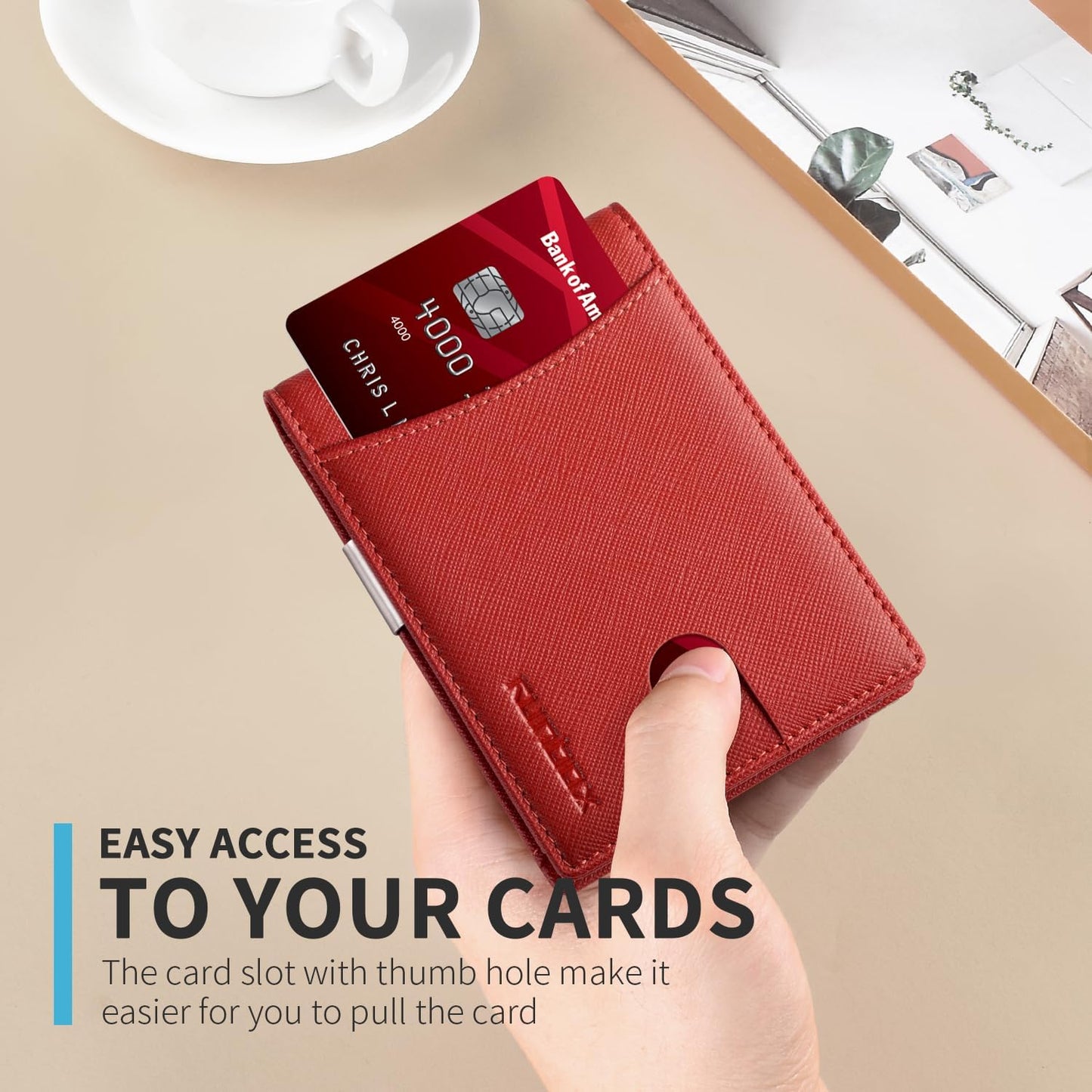 RUNBOX Money Clip Slim Wallets for Men RFID Blocking 11 Card Holder Minimalist Small Leather Bifold Men's Front Pocket Wallet Gift Box