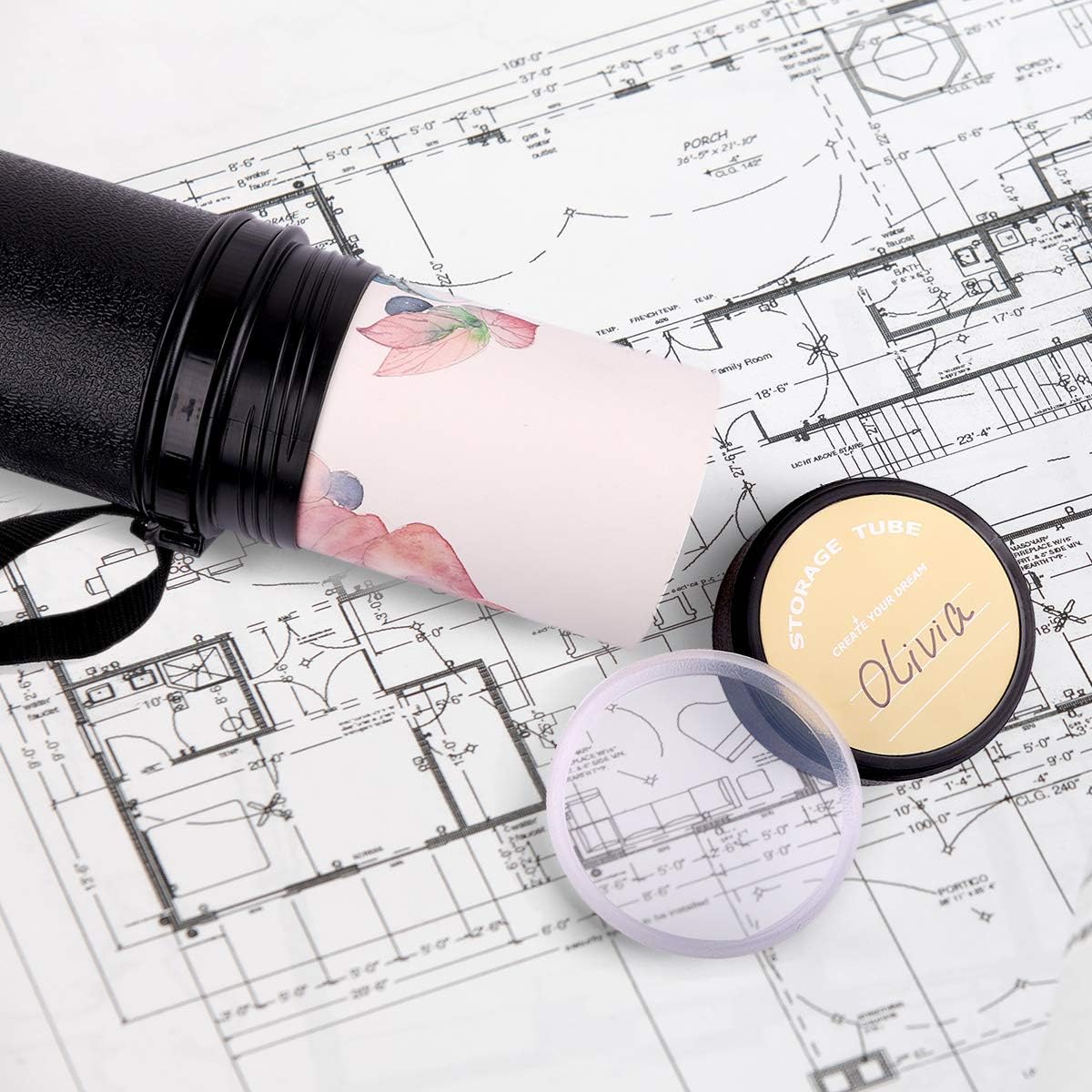 TRANSON 2-pack Durable Poster Storage Tube with Straps 24"-40" Extendable for Blueprints, Artwork, Maps, Posters