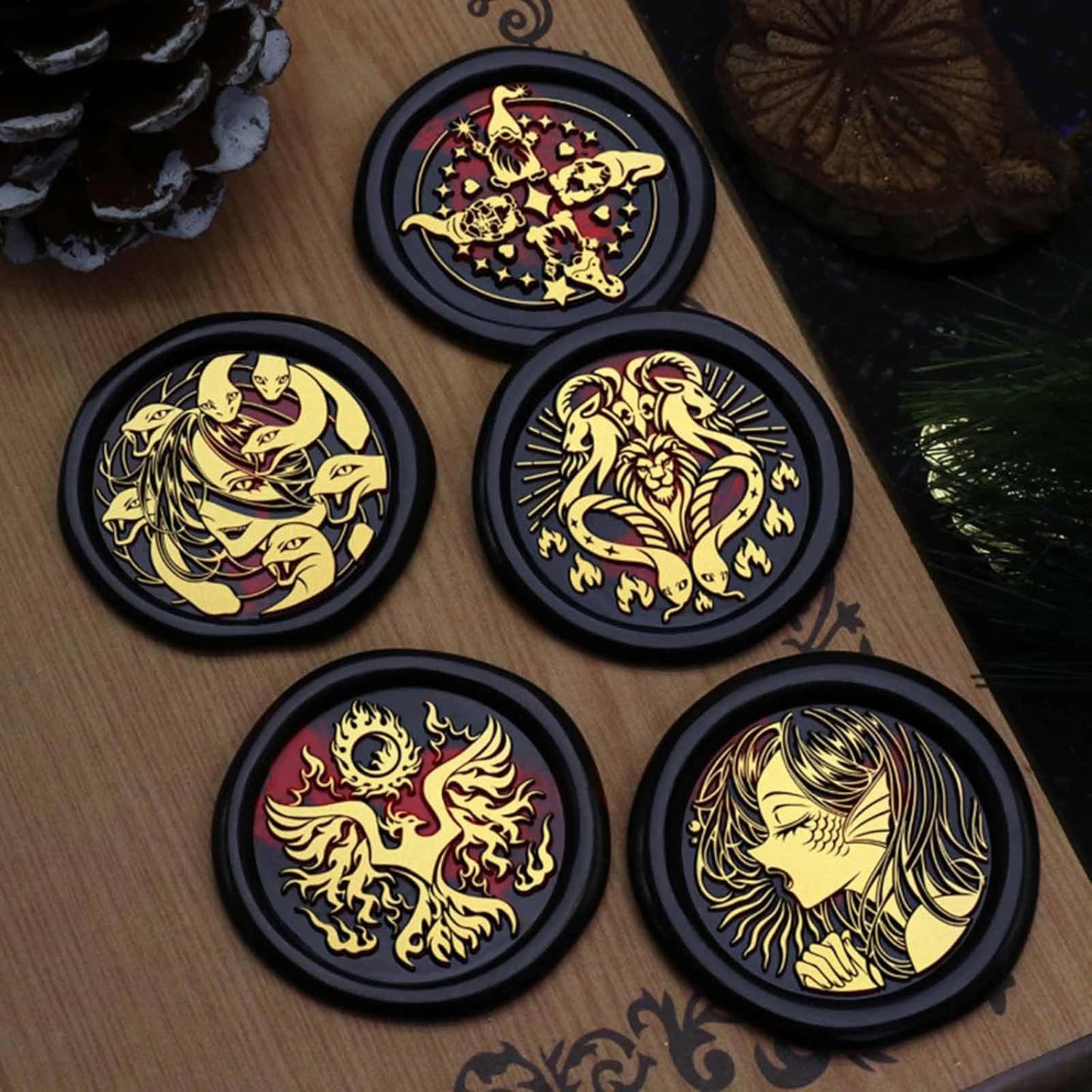 Chimera Wax Seal Stamp - 1.18 inch/30mm Removable Brass Stamp Head,Ancient Greek Legendary Sealed Stamp with Handle for Envelopes Letters Handicraft DIY and Creative Gifts