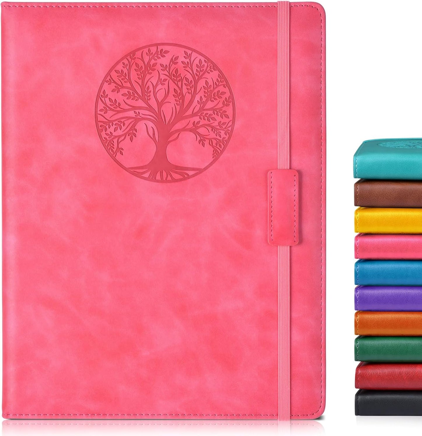 Lined Journal Notebook for Women Men,256 Pages A4 Large Hardcover Leather Journals for Writing,Travel,Business,Work,School,College Ruled Notebooks for Note Taking,Diary Notepad 8.6"×11" (pink)