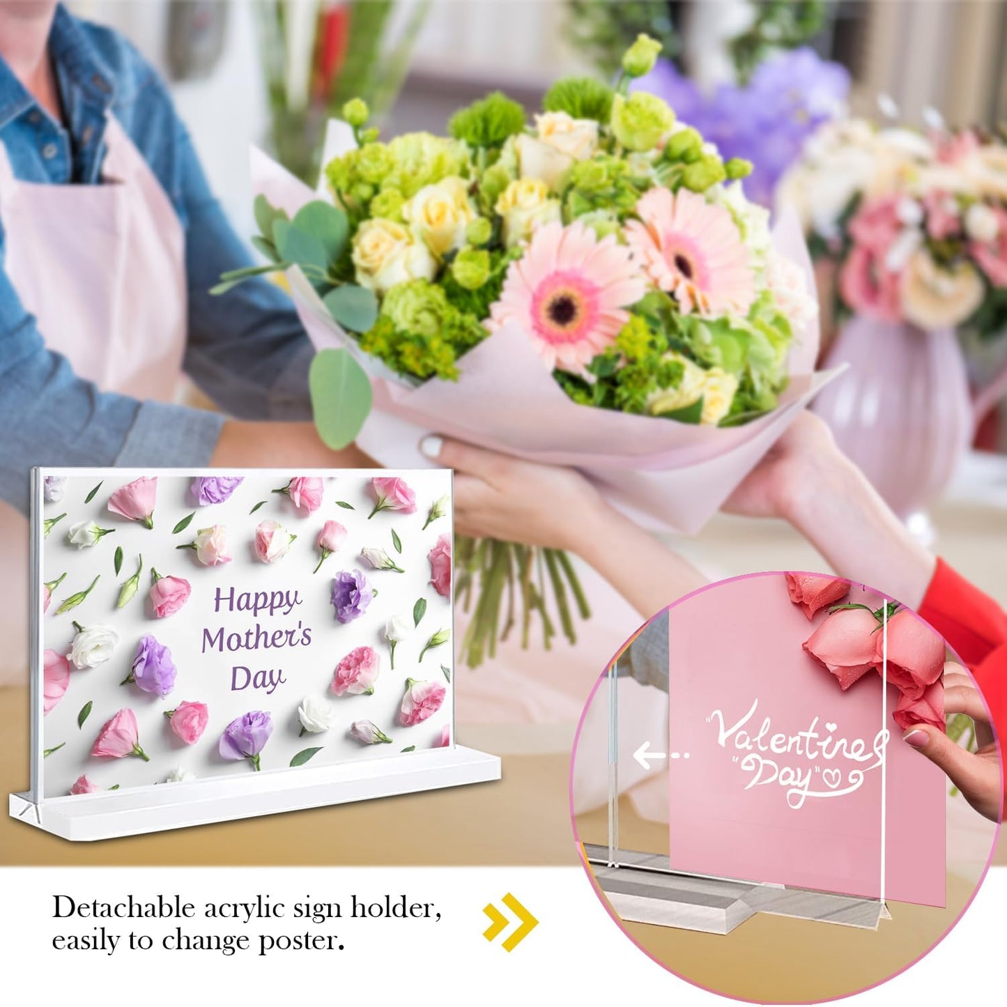 Acrylic Sign Holder 11 x 8.5 inches 6 Pack Horizontal Desktop Display Stand, Sign Holder, Suitable for Restaurants, Promotions, Photo Frames, Events, Meetings Acrylic Display Holder