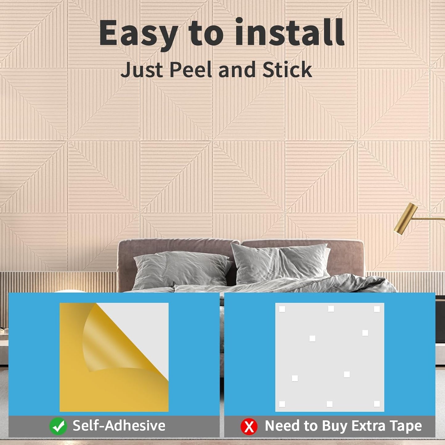 Art3d 6-Pack Self-Adhesive Acoustic Wall Panels for Home Décor, 24 x 24 Inch Soundproofing Panels for Office Studio Bedroom - High Noise Absorption Polyester Fiber, Camel