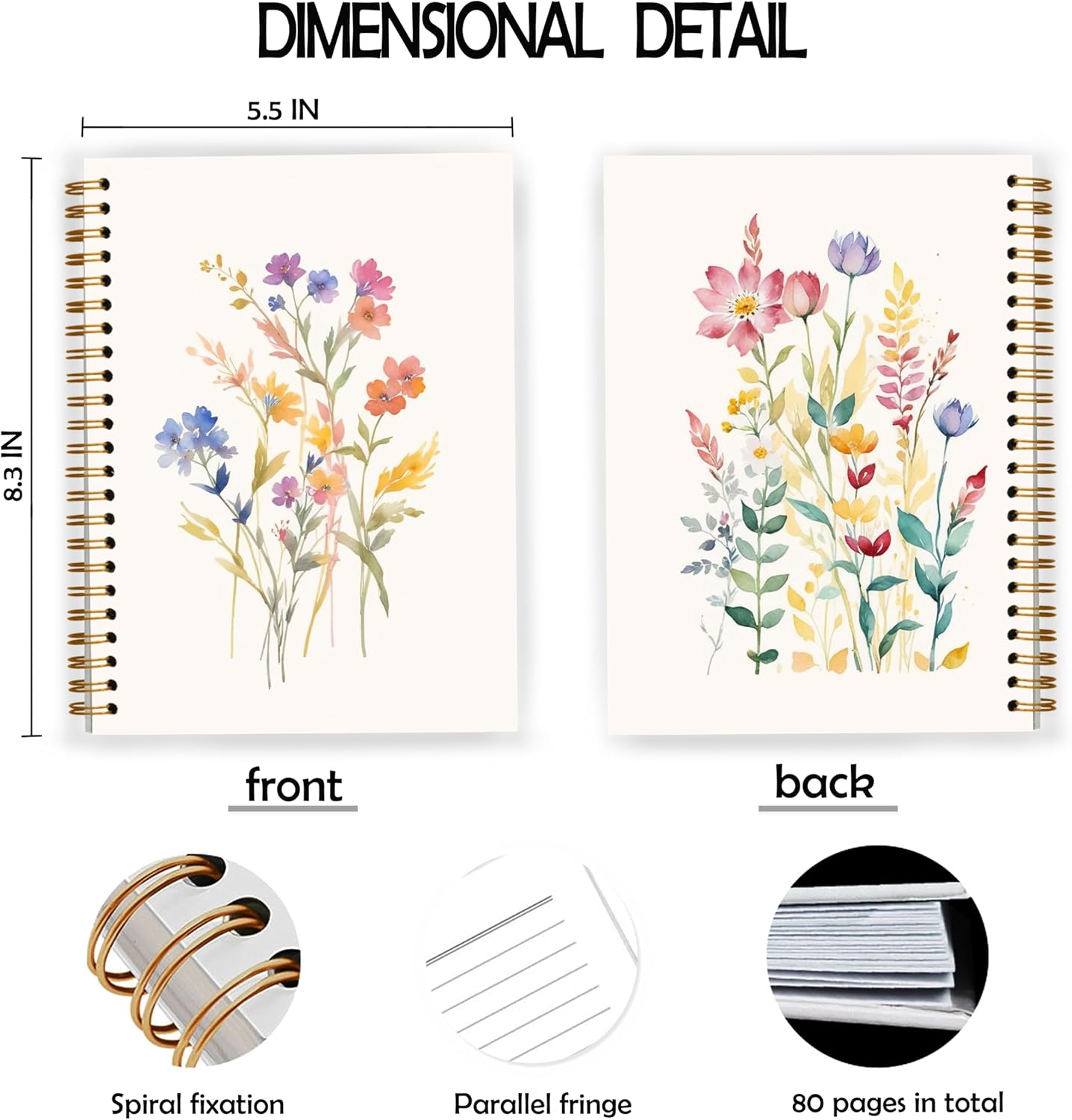 Vintage Wild Flower Botanical Plant Notebook 05,Rustic Spring Floral Cottagecore Notebook Journal for Work Office School Student Teacher,Hardcover Spiral Notebook 5.5x8.7