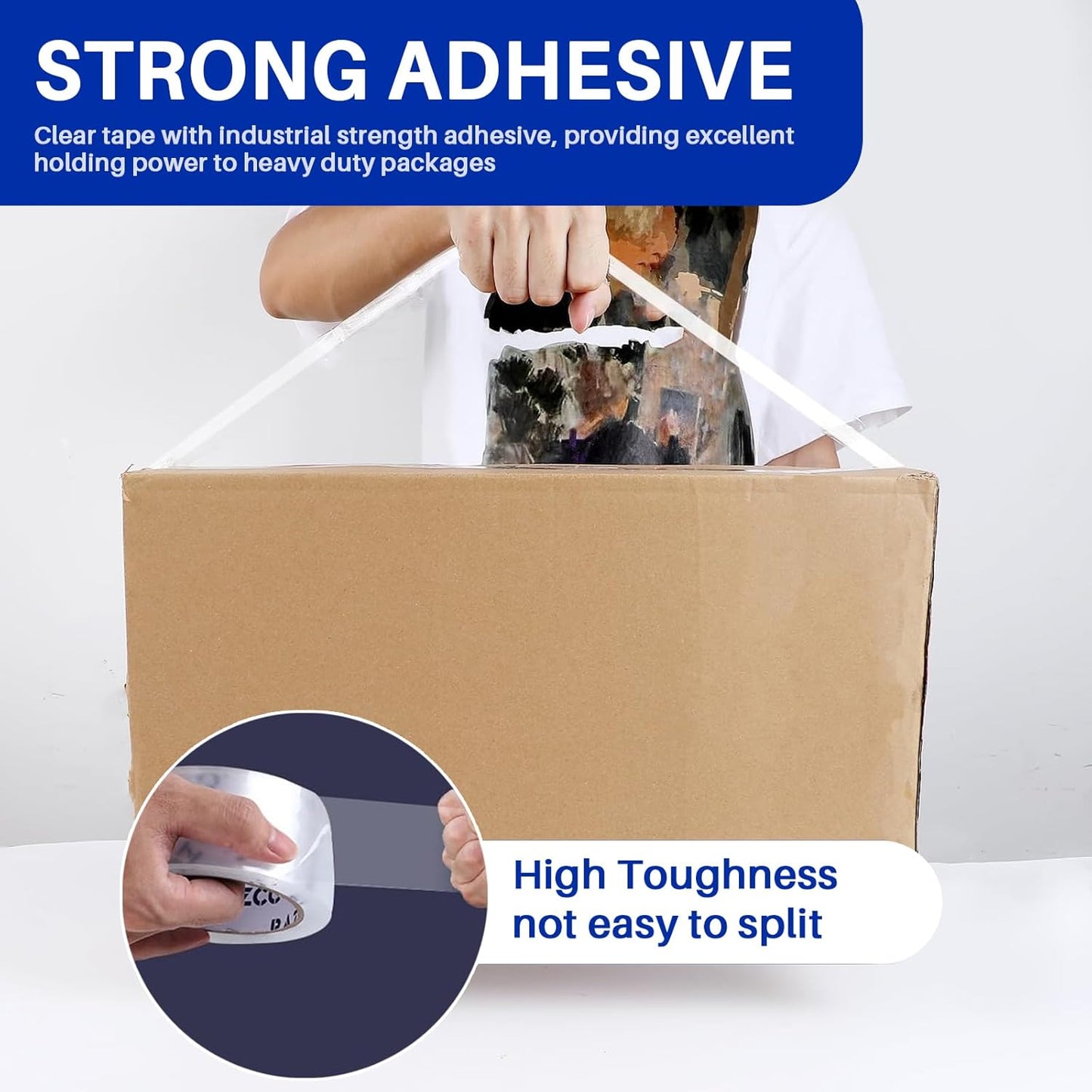 Clear Packing Tape, 24 Rolls Heavy Duty Packaging Tape with Dispensers for Packing Shipping Moving and Sealing, Thicker Packing Tape-2" x 65 Yards Per Roll, 1560 Total Yards