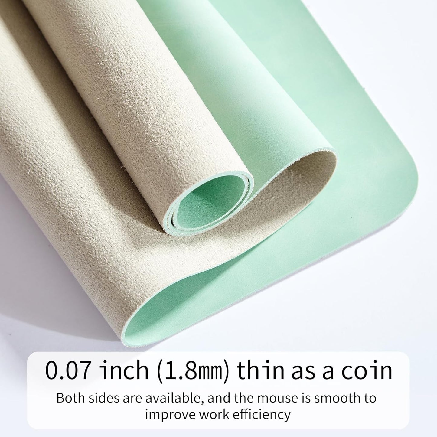 Crazy Horse Leather Desk Mat Large Mouse Pad Laptop Desk Pad Waterproof Non-Slip Table Blotter Desktop Writing Pad for Office and Home (Light Green, 90x43cm)