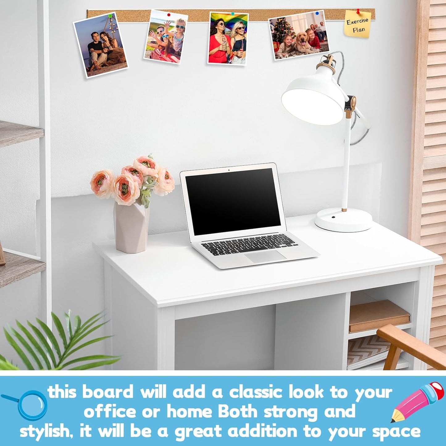 2 Pcs 72'' x 2'' Cork Board Strip for Wall - Bulletin Bar Tack Board With Aluminum Trim - Brown for Classroom Office Walls Cubicle