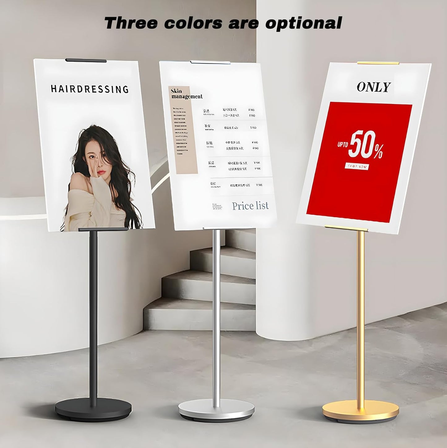 Heavy Duty Multi-angle Adjustable Metal Painting Easel Stand,Sign Holder Stand,Poster Stand with Round Base- Outdoor Floor Standing Indoor Display Holder(Golden)