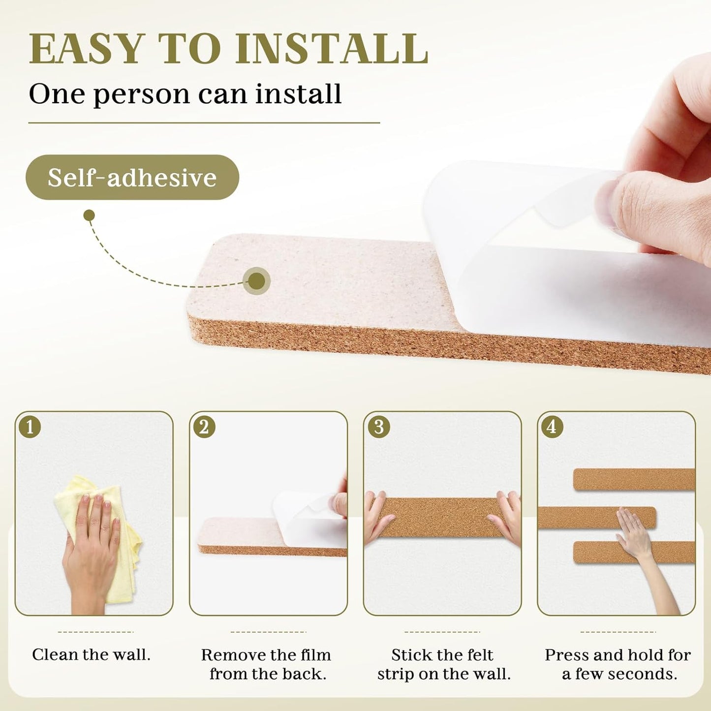 DOLLAR BOSS Bulletin Board Cork Strips for Walls-13x2 Inch, 1/2 Inch Thick, Adhesive Frameless Cork Board for Office, Home & School with 30 Push Pins