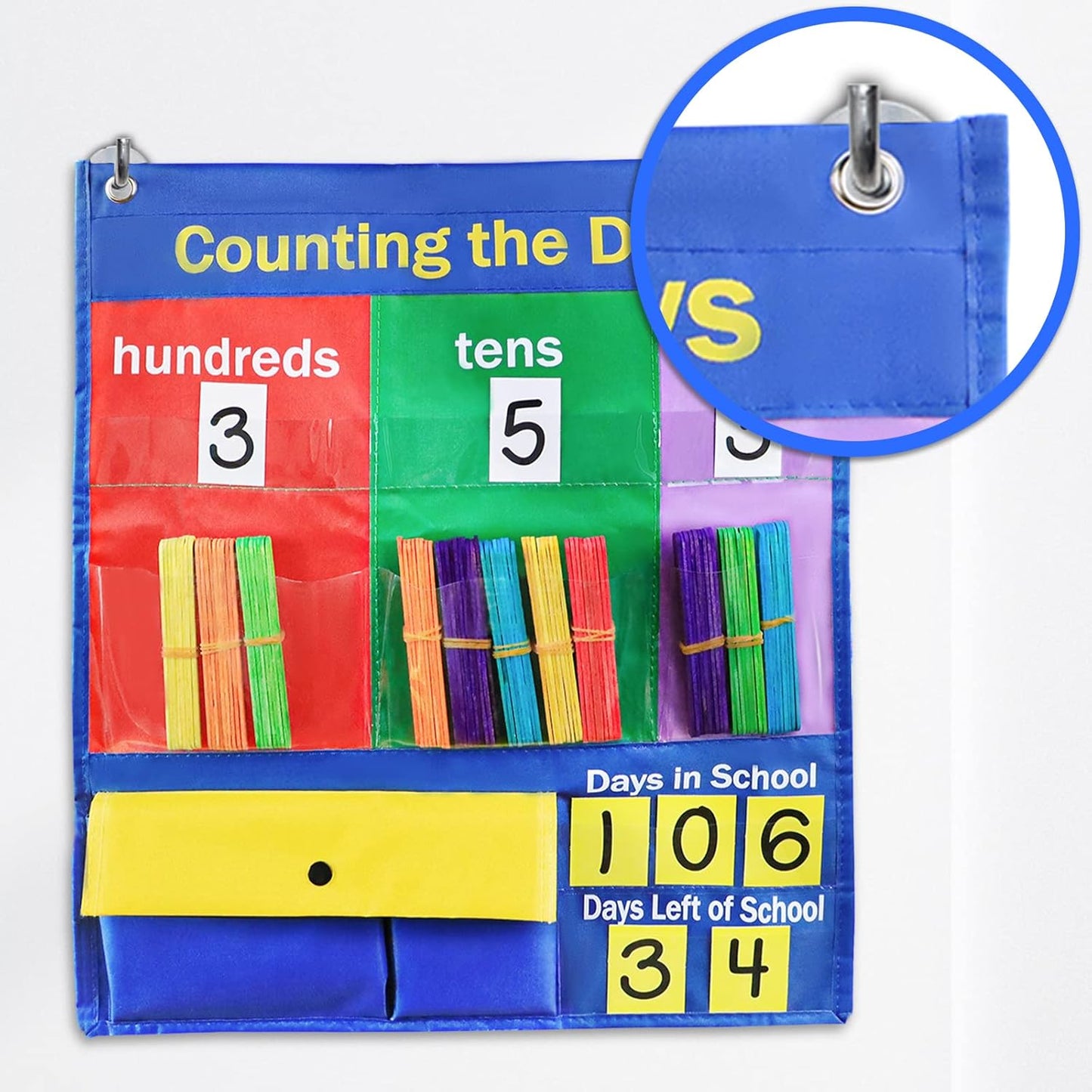 Godery Place Value Charts & Counting Caddie Pocket Chart for Classroom (Hundreds, Tens, Ones)