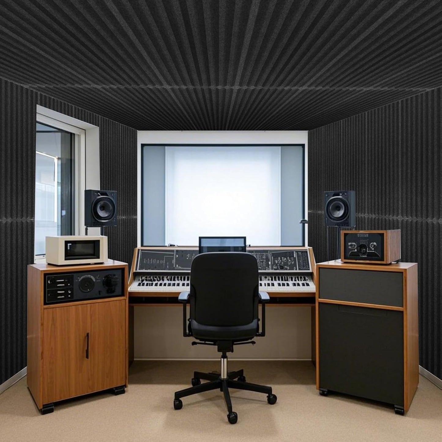 Art3d 10-Pack Peel and Stick Acoustic Panels with Acrylic Tape - 12 x 48 inches, Self Adhesive Sound Absorbing Polyester Wall Panels for Home Office Studio, Black