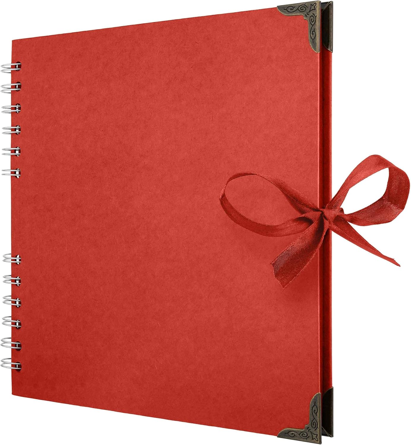 Bstorify Square Scrapbook Photo Albums 8 x 8 Inch Red Thick Paper, Hardcover, Metal Corners, Ribbon Closure - Ideal for Your Scrapbooking Albums, Art & Craft Projects