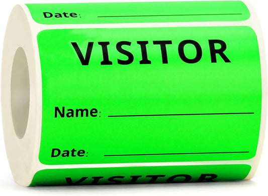 Visitor Pass Stickers – 300 Writable Name Tag Labels, 2 x 3 Inch, Self-Adhesive Identification Badges for Office, School, Events (300Pcs-Fluorescent Green)