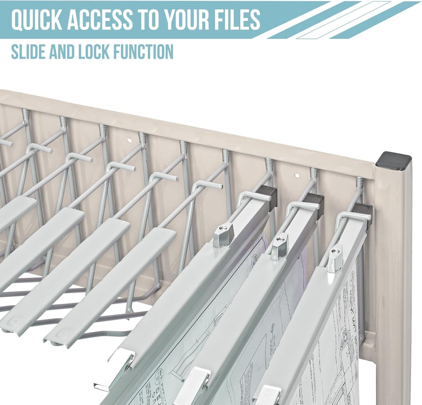 Adir Blueprint Rack and Clamps - 12 Pack of Blueprint Clamp and Mobile Blueprint Rack, Heavy-Duty Large Document Storage Solution for Blueprints, Posters, Maps, & Construction Plans