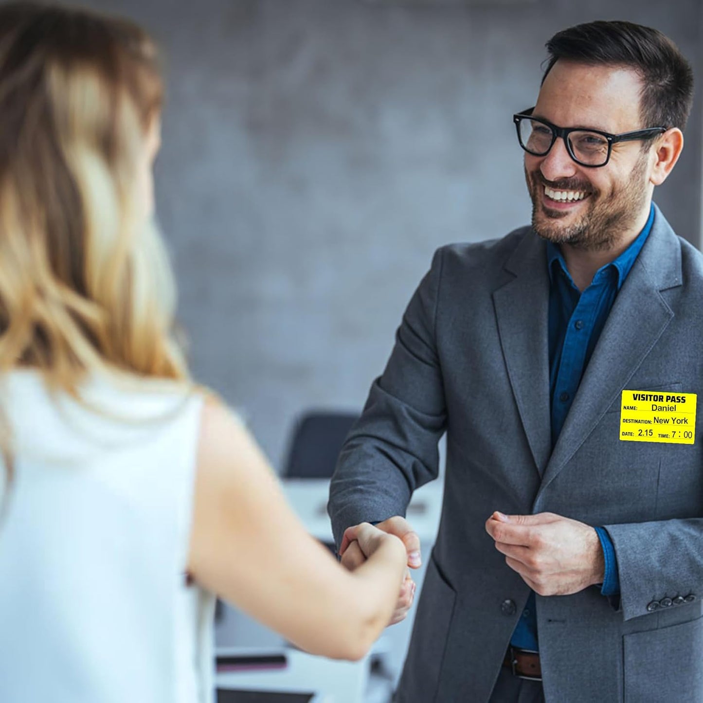 Visitor Pass Stickers – 300 Writable Name Tag Labels, 2 x 3 Inch, Self-Adhesive Identification Badges for Office, School, Events (300Pcs-Fluorescent Yellow)