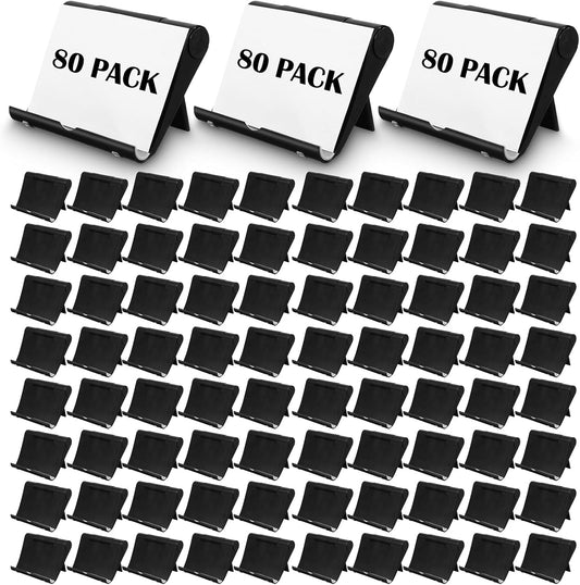 80 Pieces Business Card Holder Display Bulk Black Plastic Stand Name Holder Stand Organizer for Desk Office Supplies