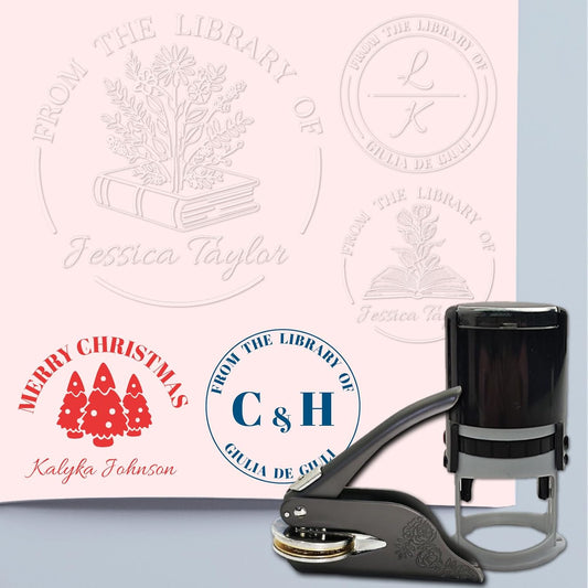 HDSD Personalized Book Embosser & Custom Self Ink Stamp with Logo& Text Idea Gift for Readers Students Book Lovers