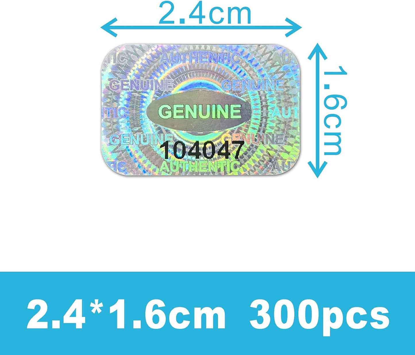 300 pcs Tamper Proof Hologram Stickers Silver High Security Tamper Evident Warranty Seal Void Genuine Authentic Holographic Labels/Stickers w/Unique Sequential Serial Numbering 0.95X0.6 inch (Silver)