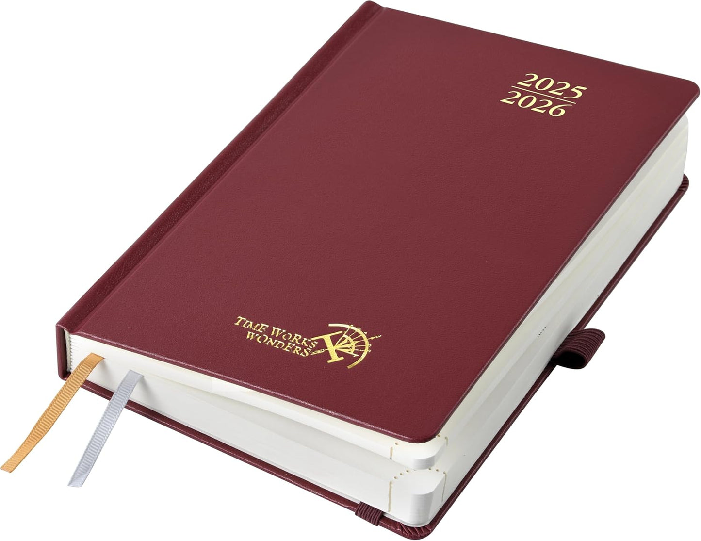 POPRUN 2025-2026 Daily Planner One Page Per Day (Medium - 5.75'' x 8.5'') - Academic Calendar (July 2025 - June 2026), 2025 Day Appointment Book with Monthly Tabs, Hardcover - Burgundy